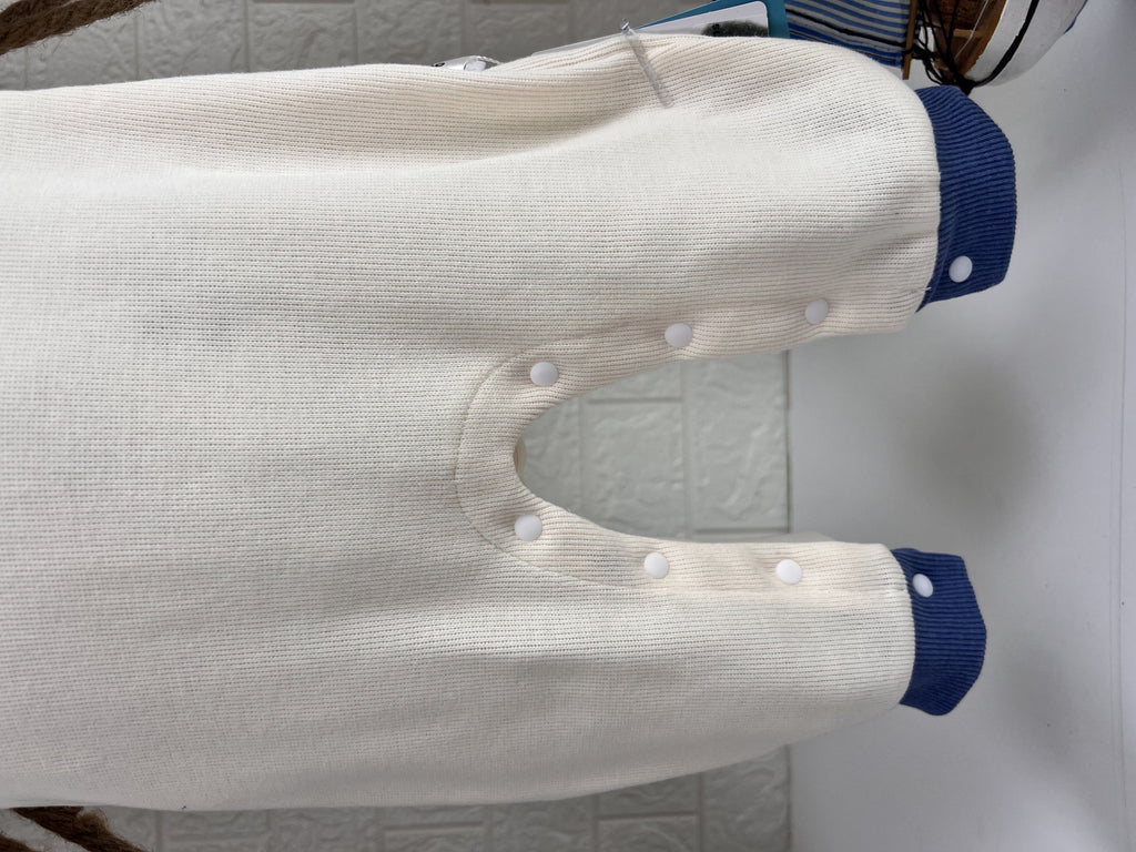Beige & Blue Collar Overall