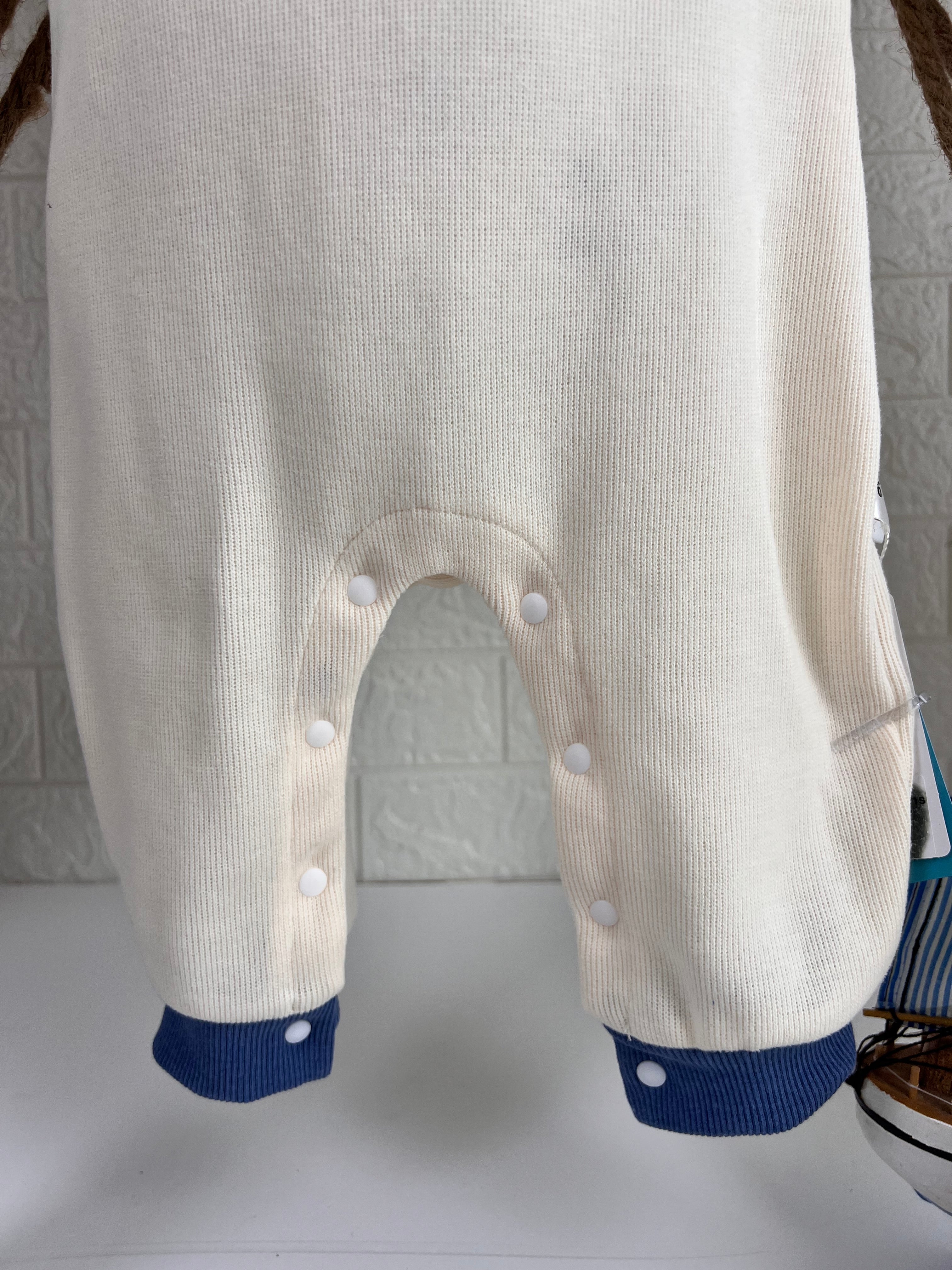 Beige & Blue Collar Overall
