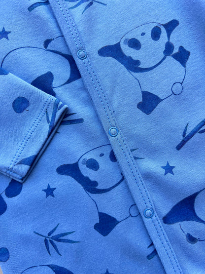 Blue GOTS™ Certified Organic Cotton Panda Long Sleeves Overall