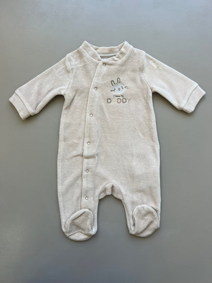 GOTS™ Certified Organic Cotton Beige Velvet Overall With Snap Buttons