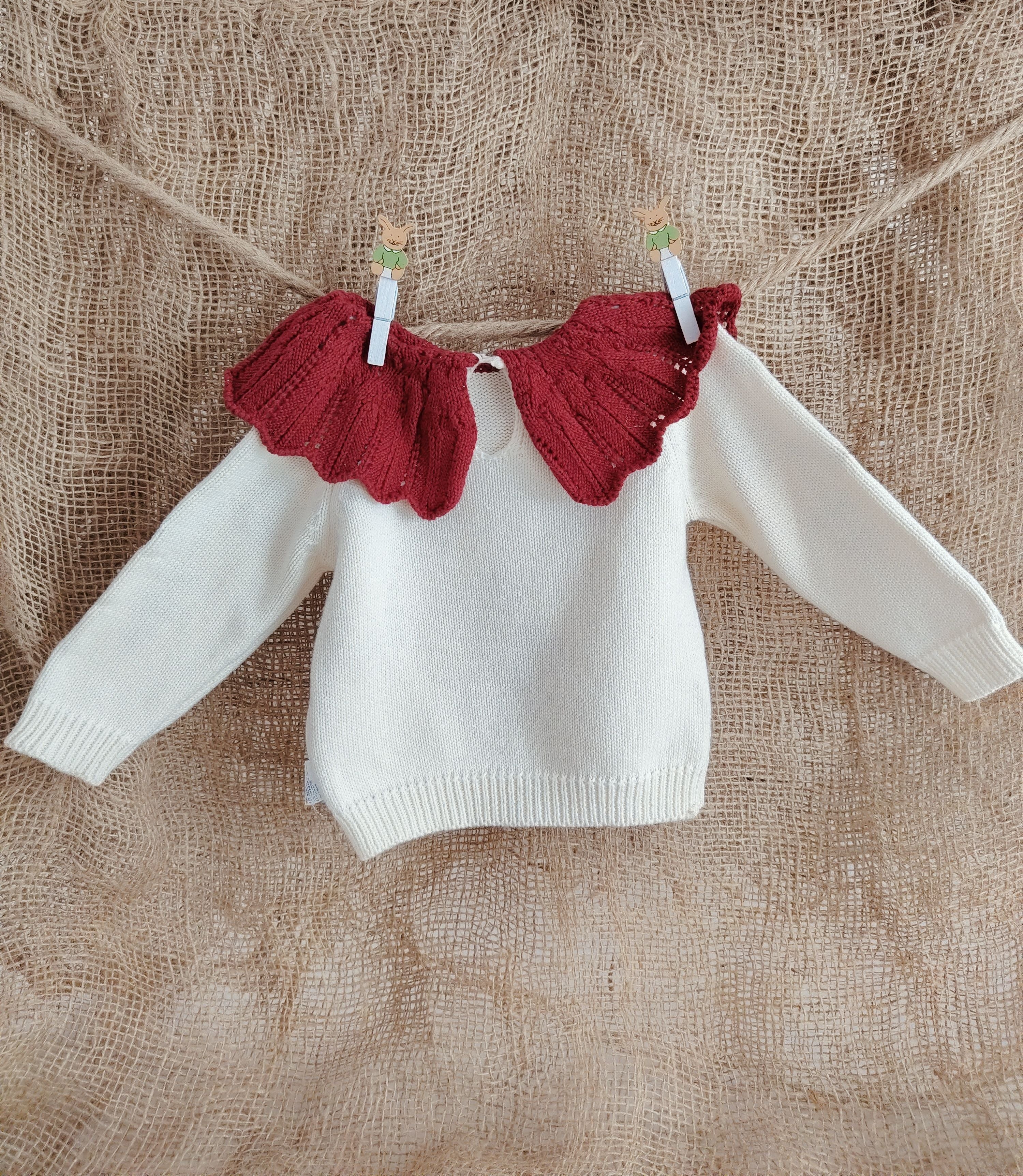 Red & Beige Ruffle Flower 2 Pcs Set