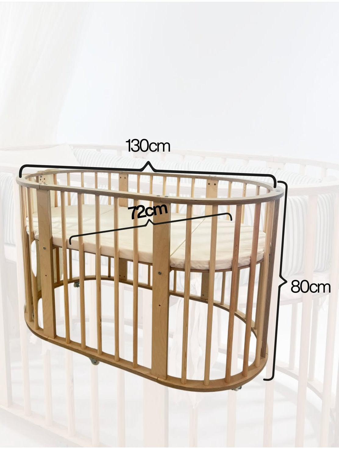3 in 1 Oval Wooden Bed