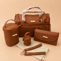 Camel Jumbo Leather Diaper Bag set of 4 Pieces