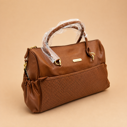 Camel Jumbo Leather Diaper Bag set of 4 Pieces