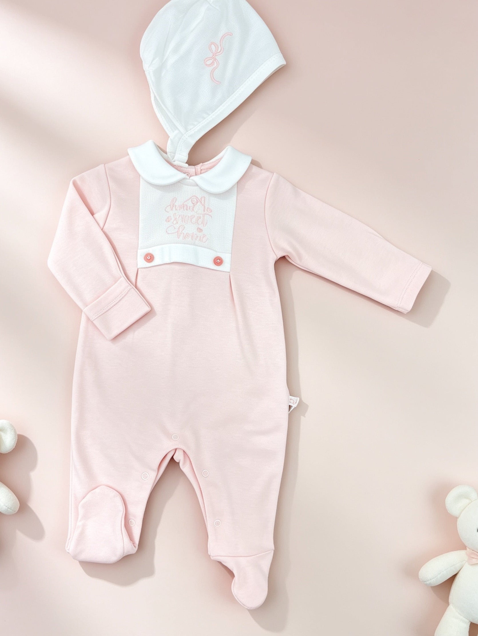 Pink Collar Footed GOTS™ Certified Overall 2 Pcs Set