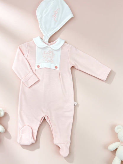 Pink Collar Footed GOTS™ Certified Overall 2 Pcs Set