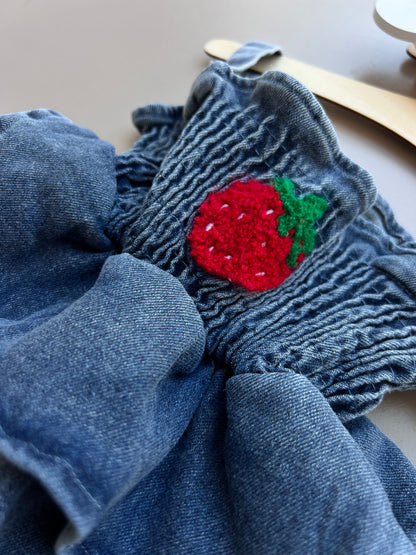 Jeans Strawberry Romper Dress