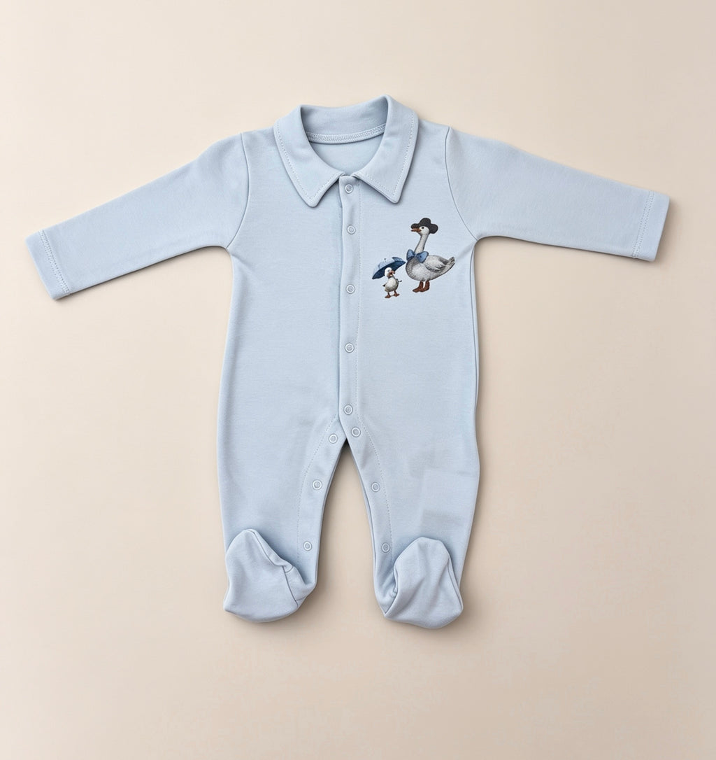Nœud Blanc™ Organic Cotton Polo Goose Footed Overall
