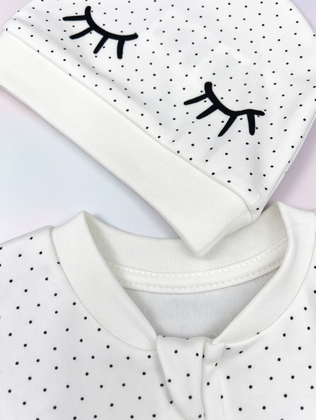 White Dotted GOTS™ Certified Organic Cotton Footed Overall 2 Pcs Set