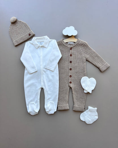 Merino Wool Brown Buttons Hospital Set 5 Pcs