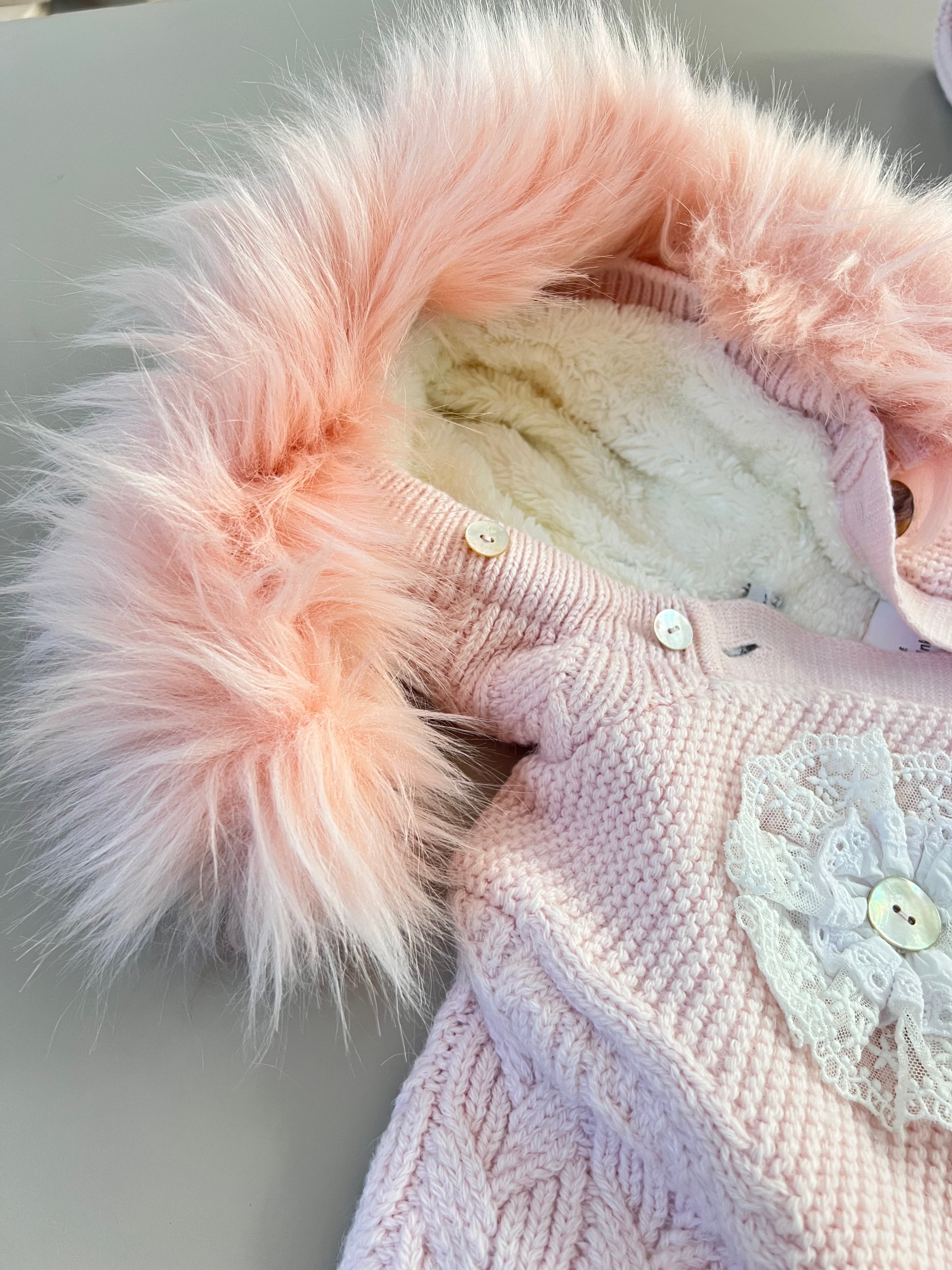 EAC Organic cotton Pink Fleece & Fur Thick Hospital Set 4 Pcs