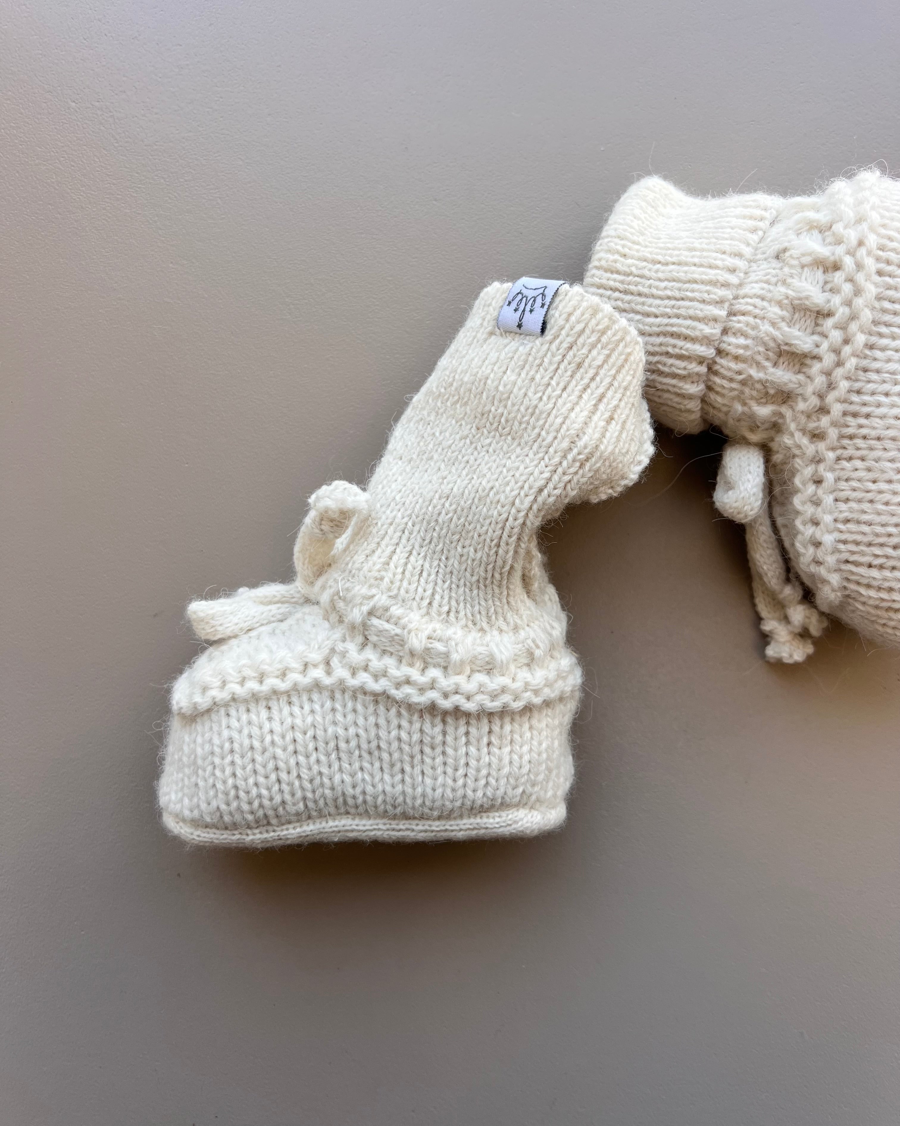 Beige Thick Wool Fur Inside Booties