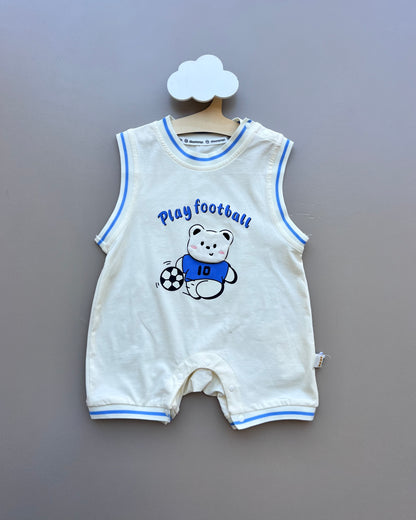 Yellow/Blue Bear Play Football Romper