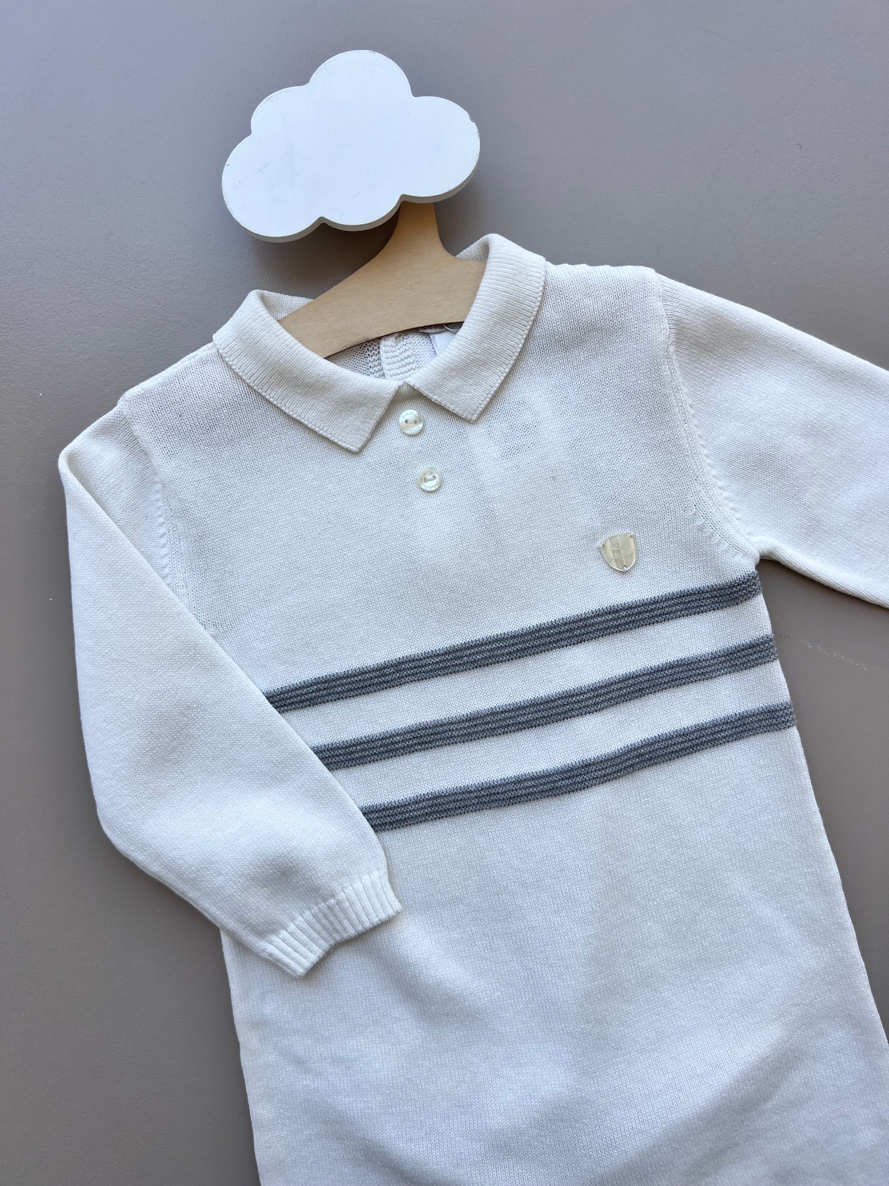 Off White / Gray Polo Organic Cotton Overall