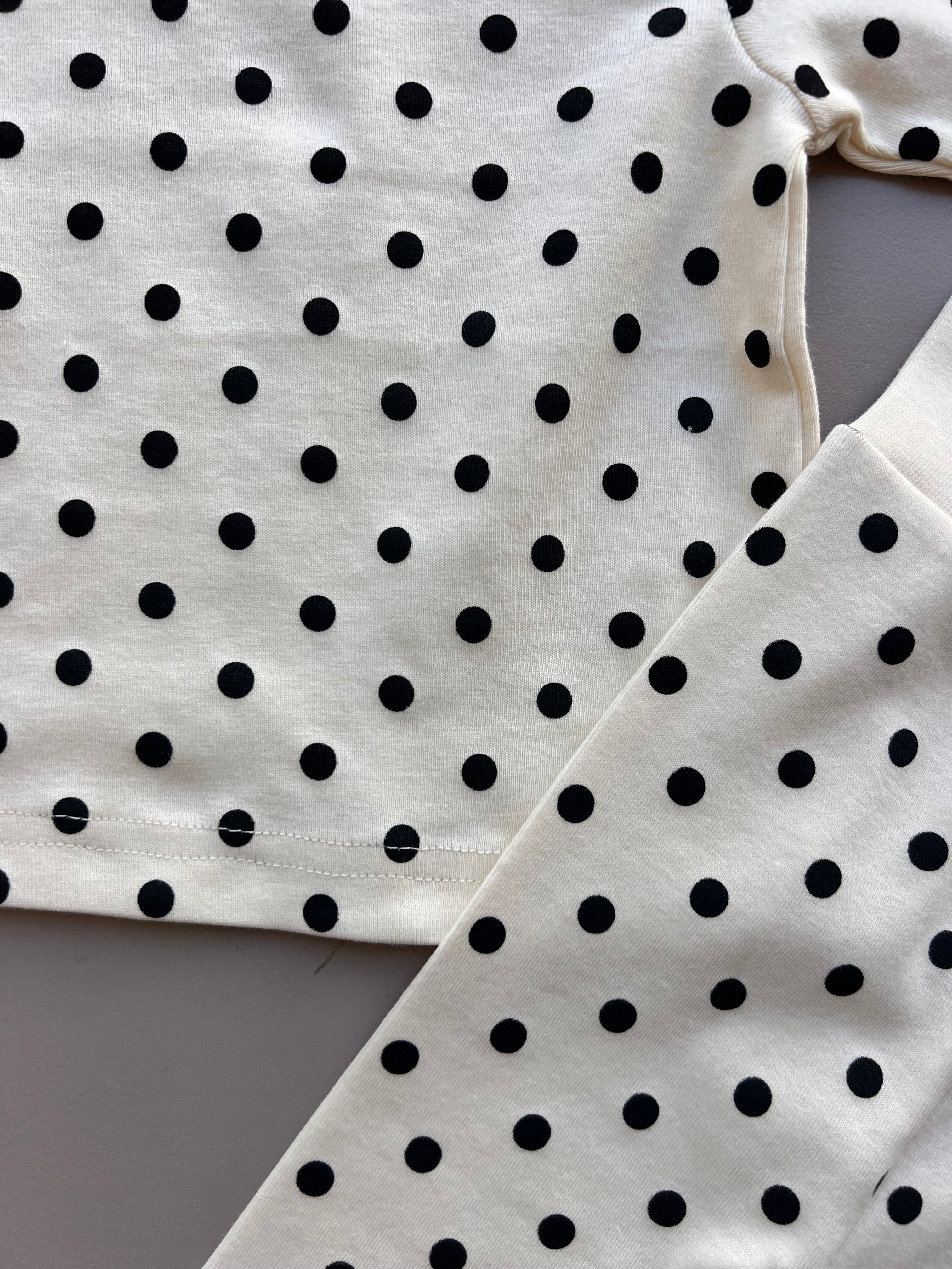 Beige and Black Dotted Pyjama 3 Pcs Set