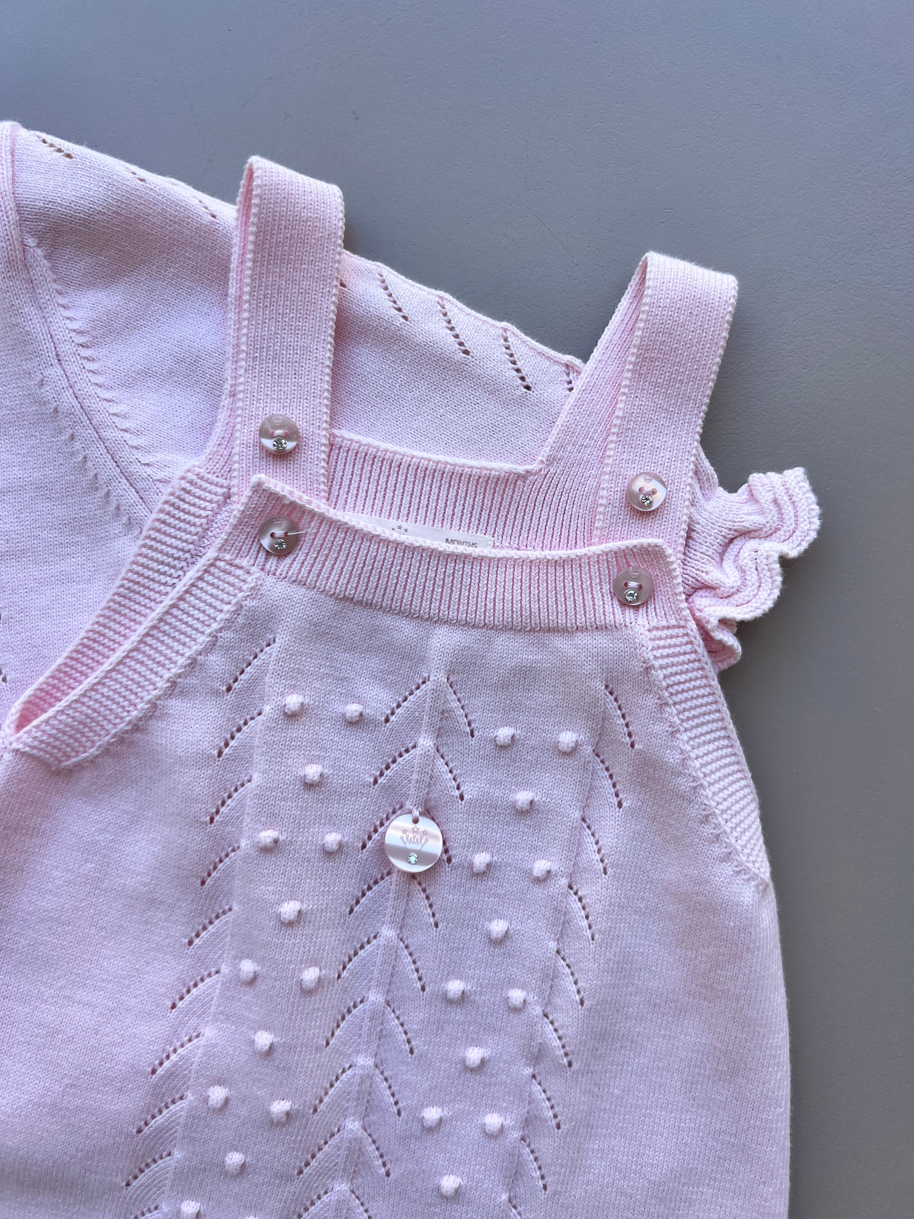 Pink And White Ruffles Organic Cotton 3 Pcs Set Salopettes