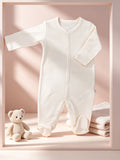 Light Beige GOTS™ Certified Organic Cotton Footed Overall