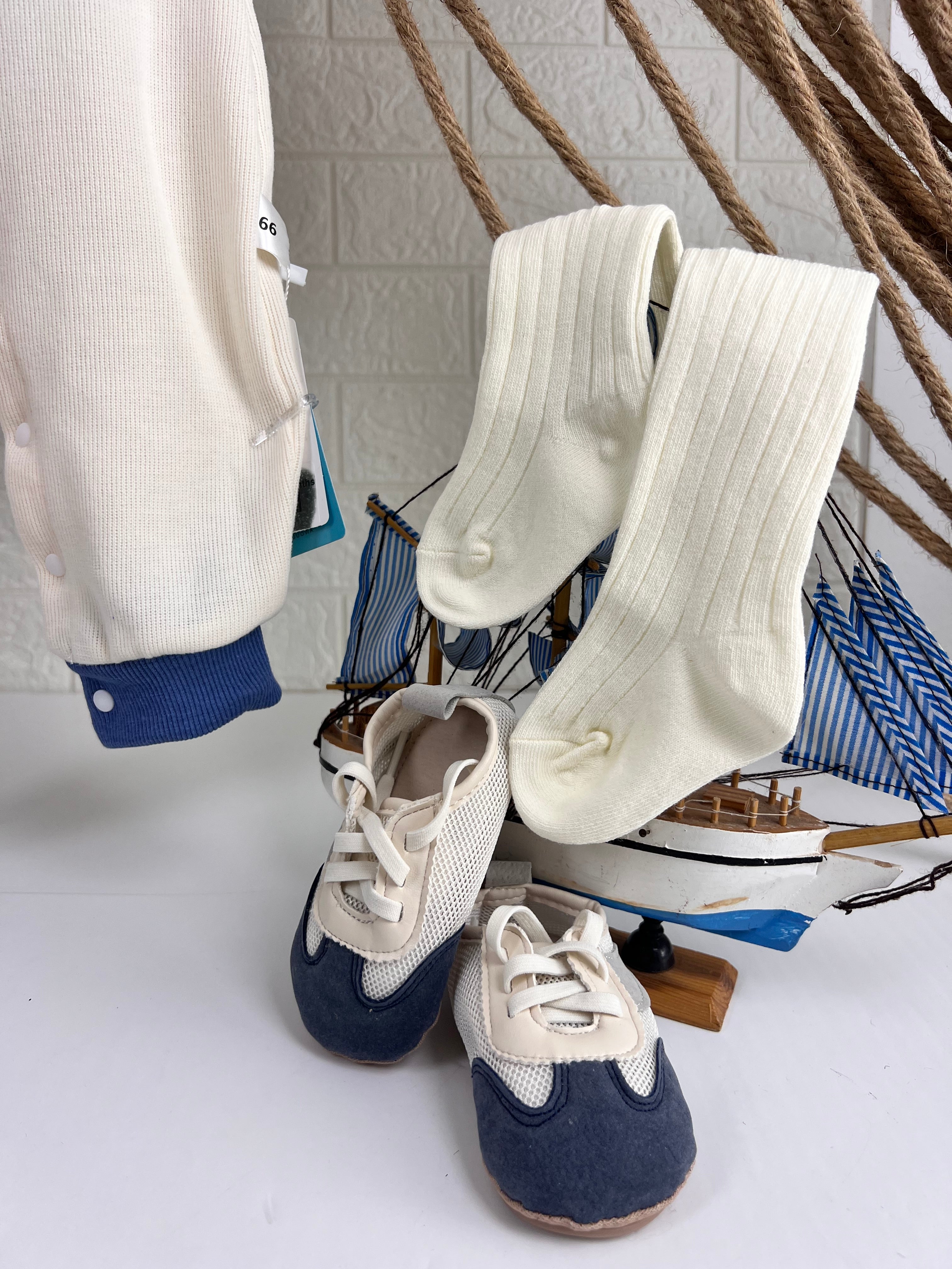 Beige & Blue Collar Overall