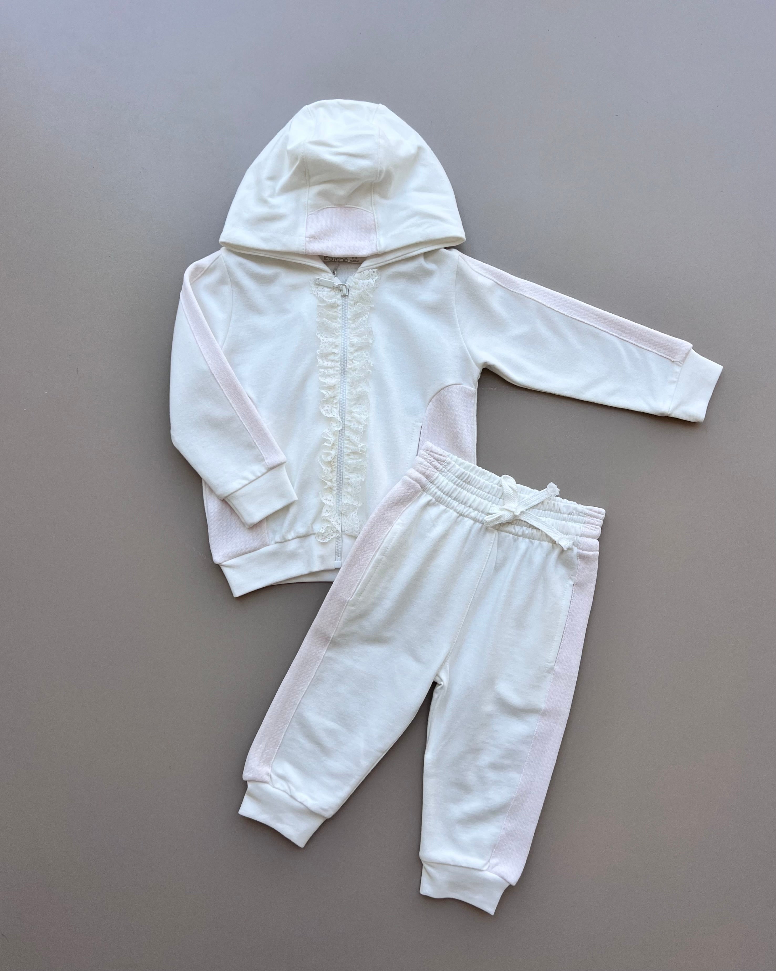 White And Pink With Ruffles 2-Pieces Set