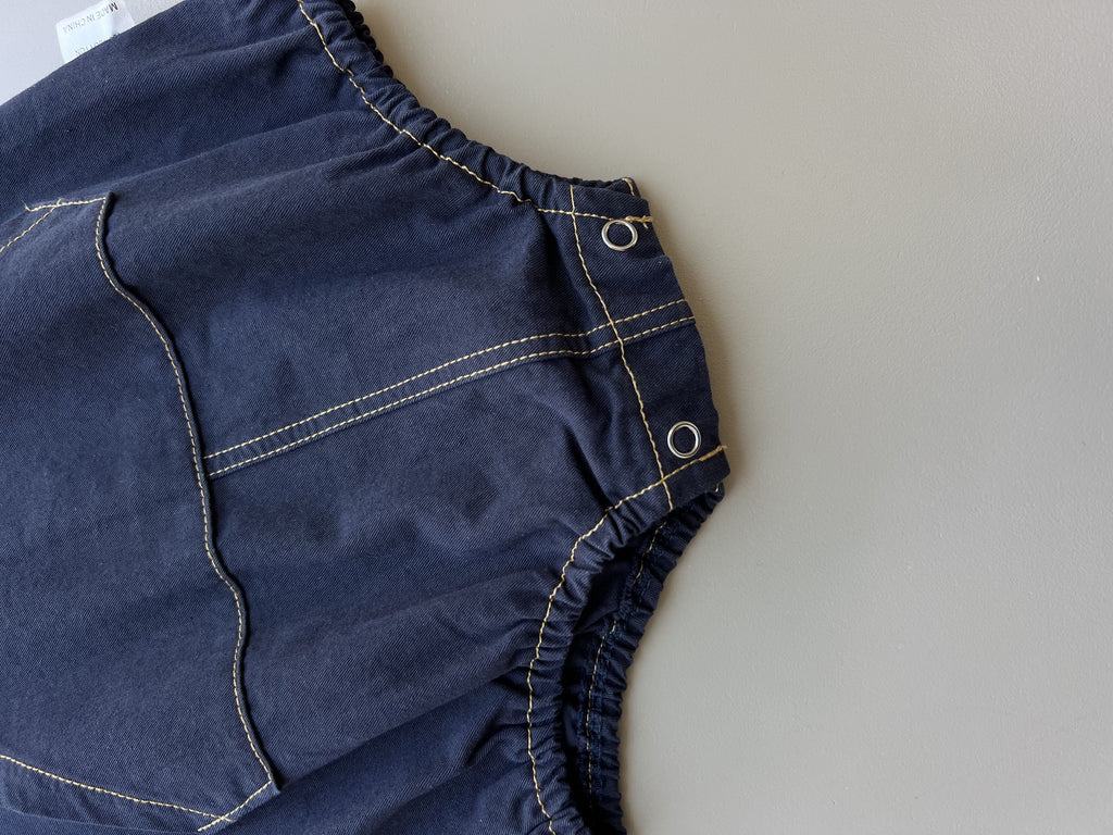 Navy Contrast Jeans Romper