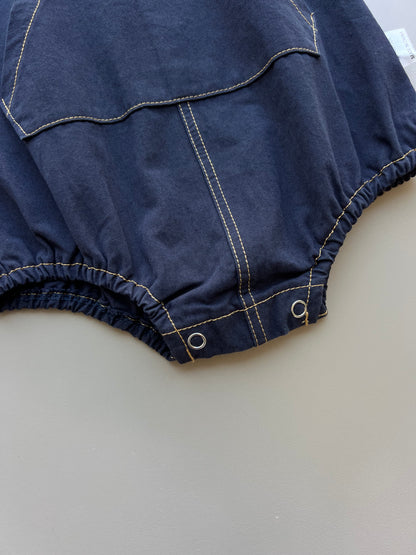 Navy Contrast Jeans Romper