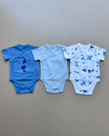 Blue & White GOTS™ Certified Organic Cotton Panda Double Breasted Body 3 Pcs Pack