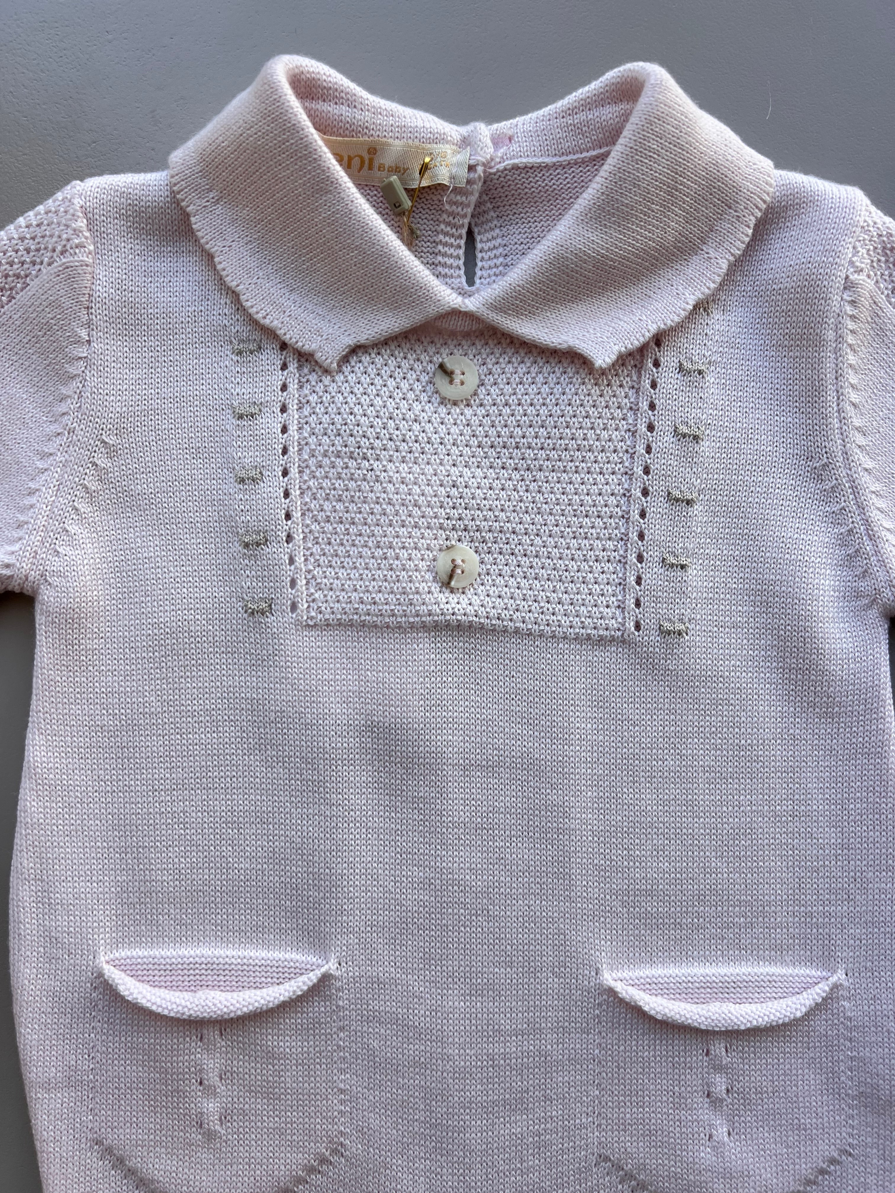 Pink Cotton Polo Overall With Socks