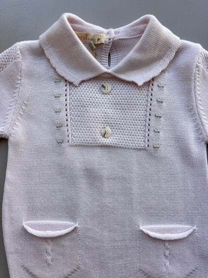 Pink Cotton Polo Overall With Socks