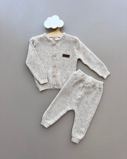 Beige Thick Cotton Dotted 2Pcs Set