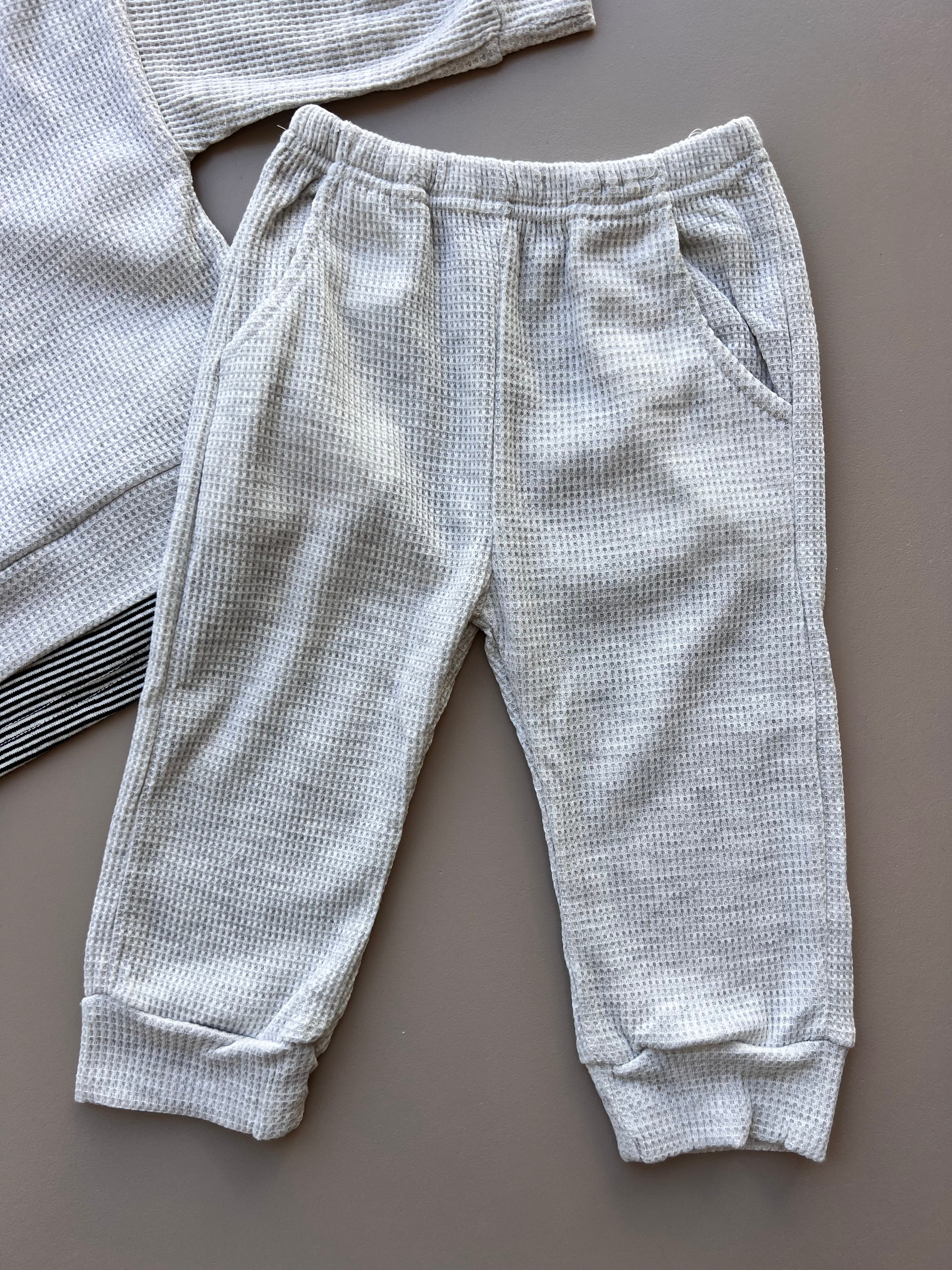 Gray Waffle Pyjama 2 Pcs Set