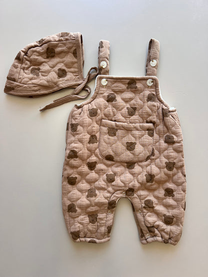 Teddy Fleece Winter Salopettes With Hat
