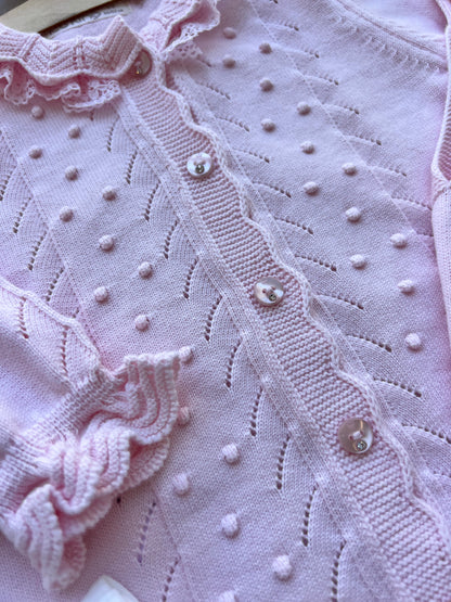 Pink And White Ruffles Organic Cotton 3 Pcs Set Salopettes