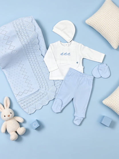 White & Blue Horse GOTS™ Certified Organic Cotton Pyjama 2 Pcs Set