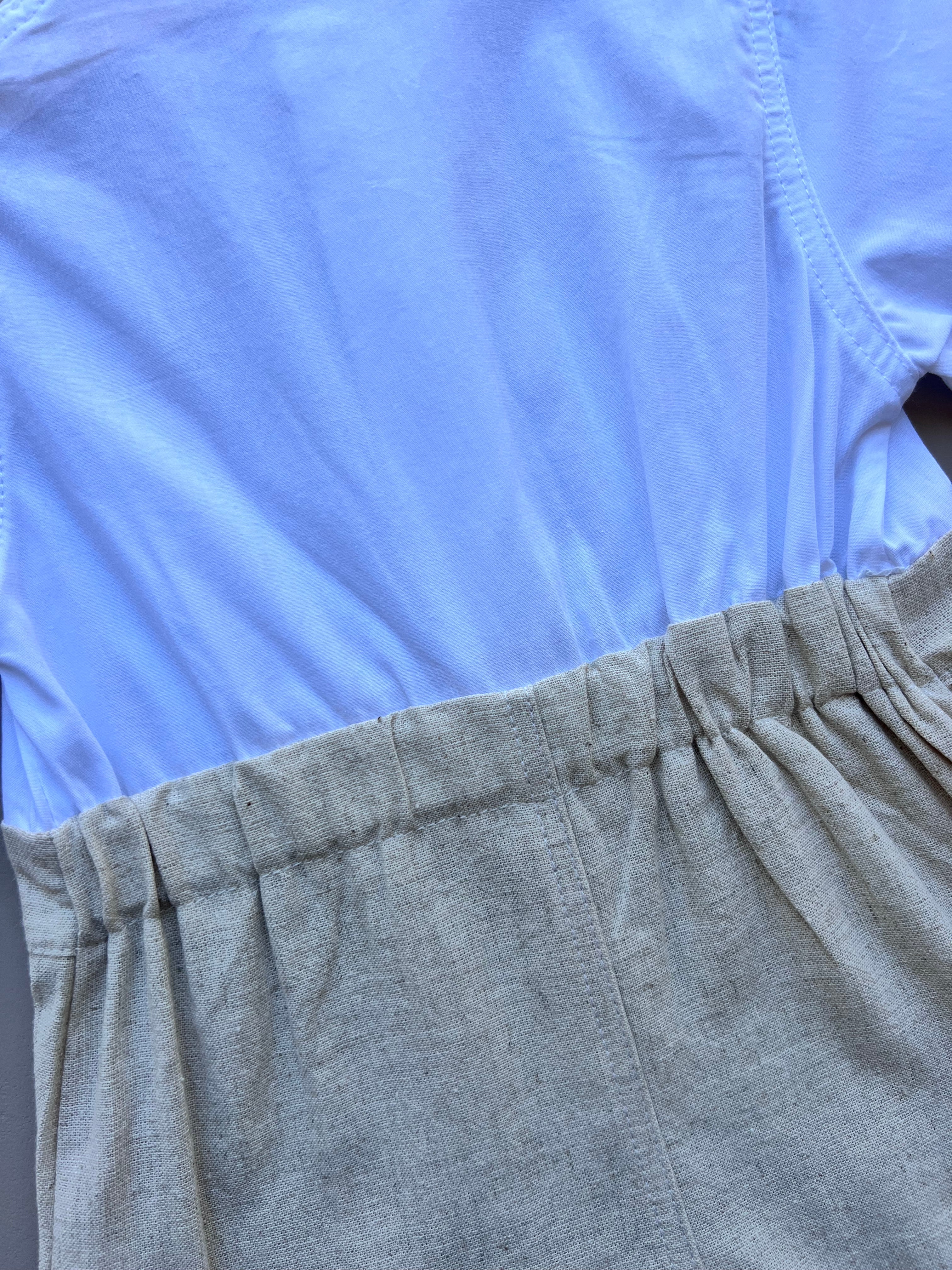 Beige & White Short Salopette