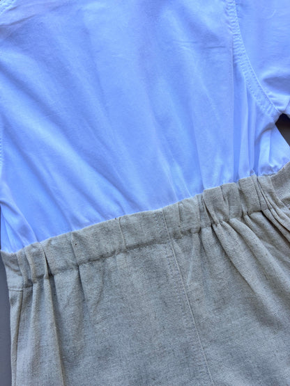 Beige & White Short Salopette