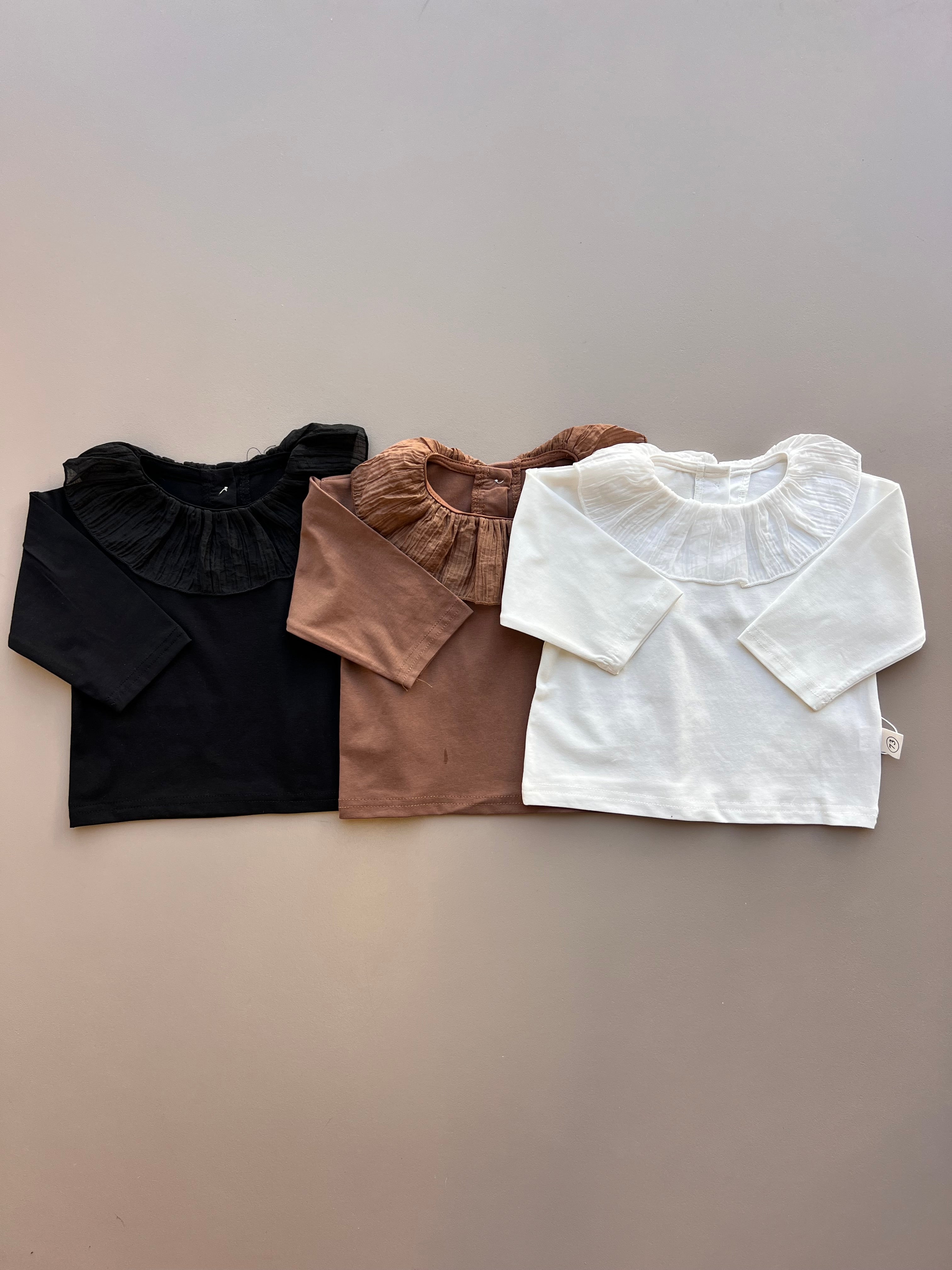 Cotton Ruffles Neck Sweatshirt