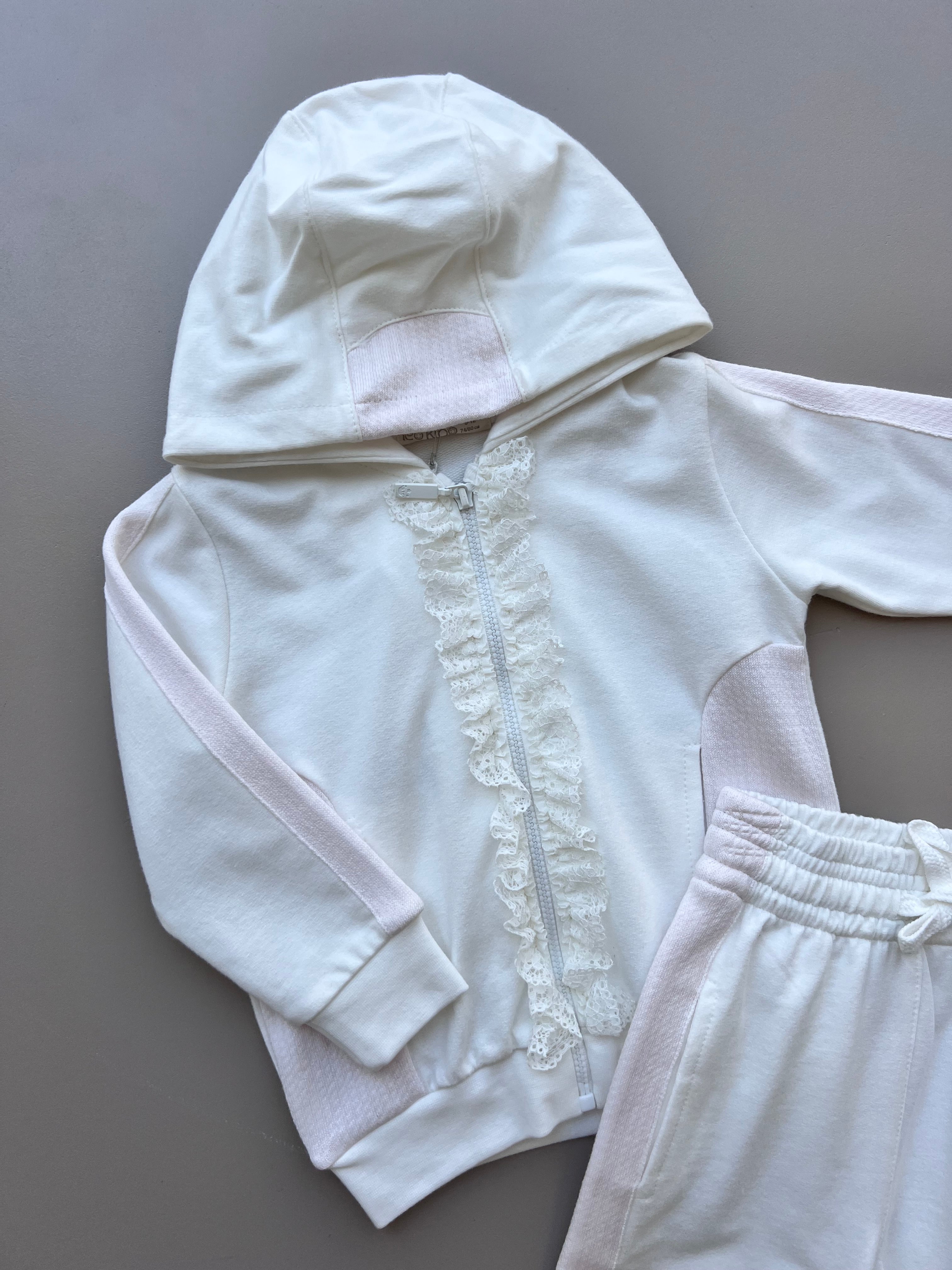 White And Pink With Ruffles 2-Pieces Set