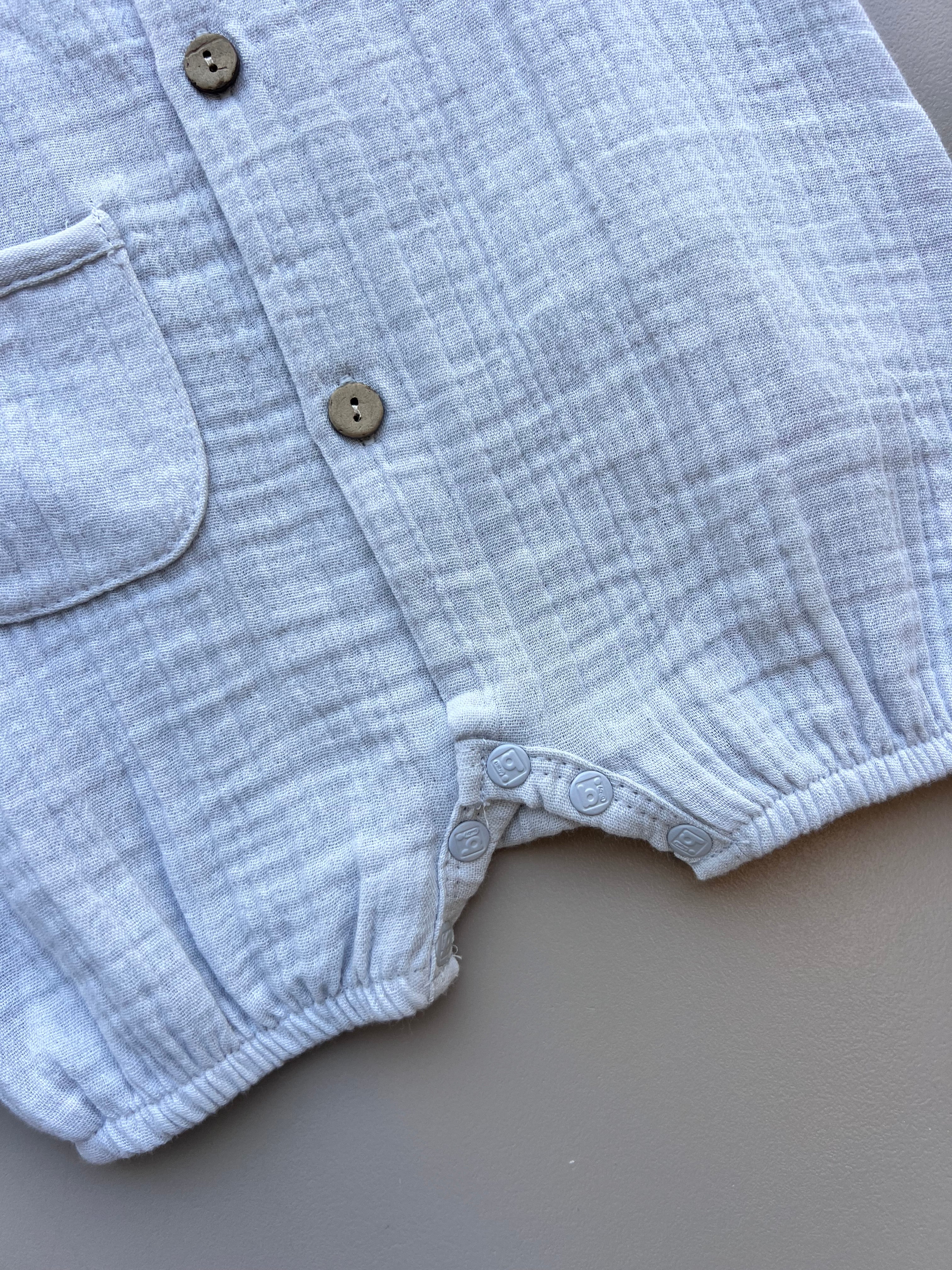 Grey Muslin Romper Cutie Lamb