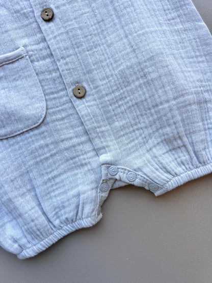 Grey Muslin Romper Cutie Lamb