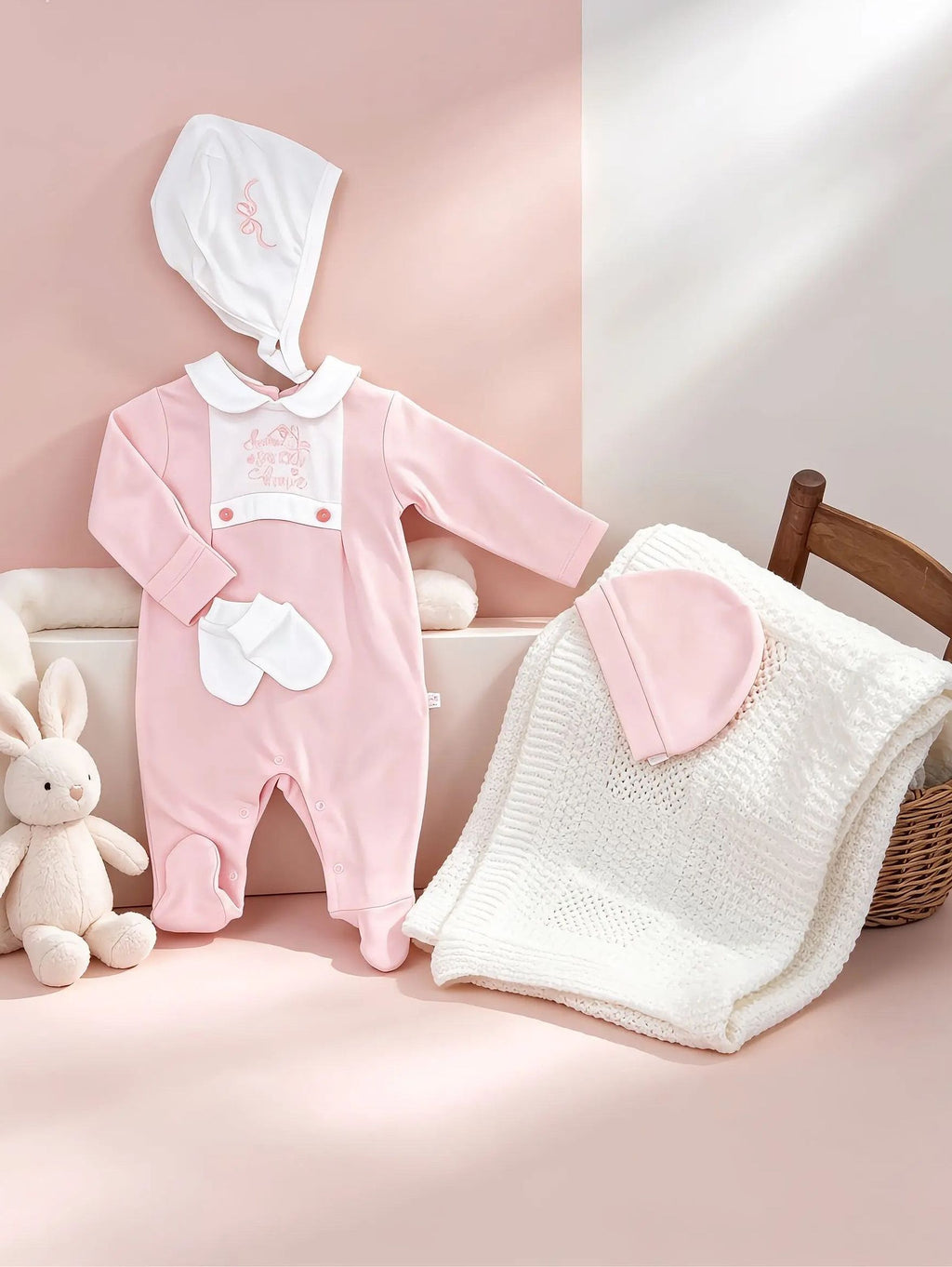 Pink Collar Footed GOTS™ Certified Overall 2 Pcs Set