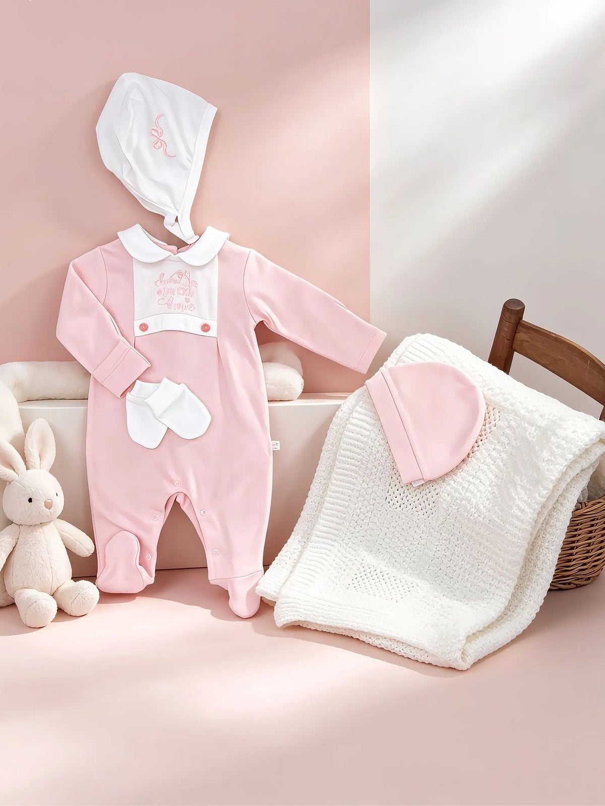 Pink Collar Footed GOTS™ Certified Overall 2 Pcs Set