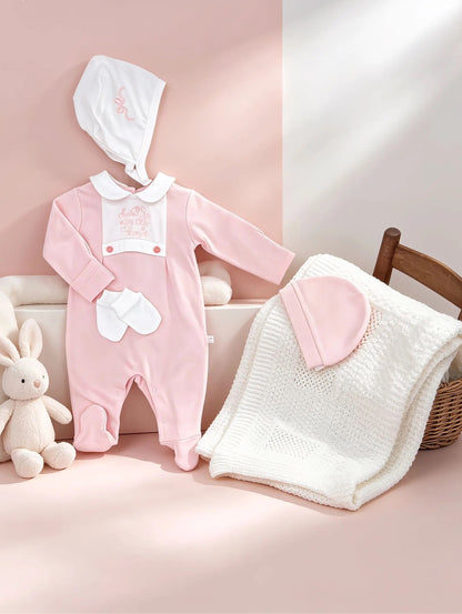 Pink Collar Footed GOTS™ Certified Overall 2 Pcs Set