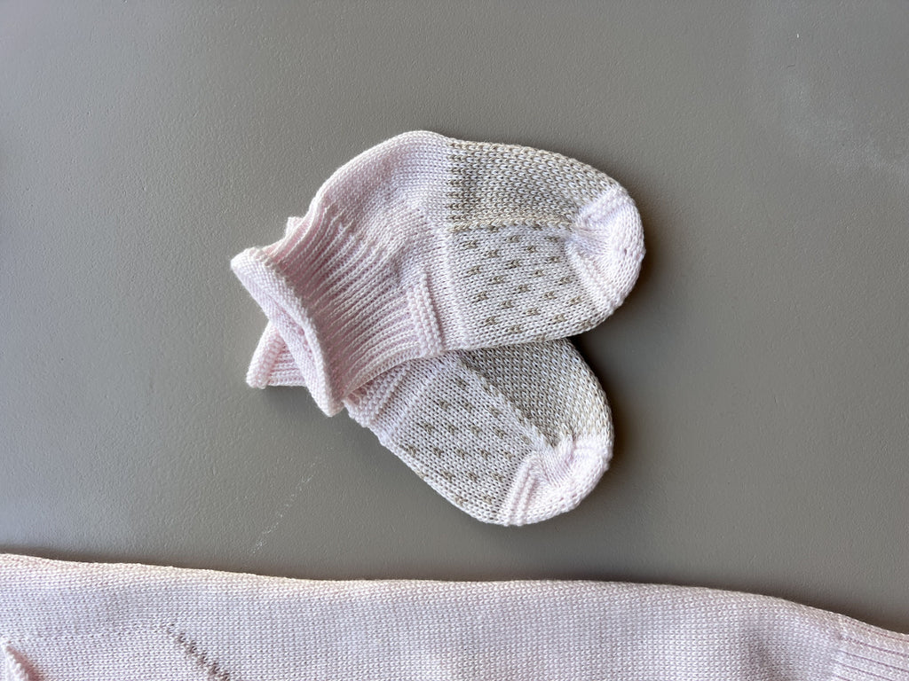 Pink Cotton Polo Overall With Socks