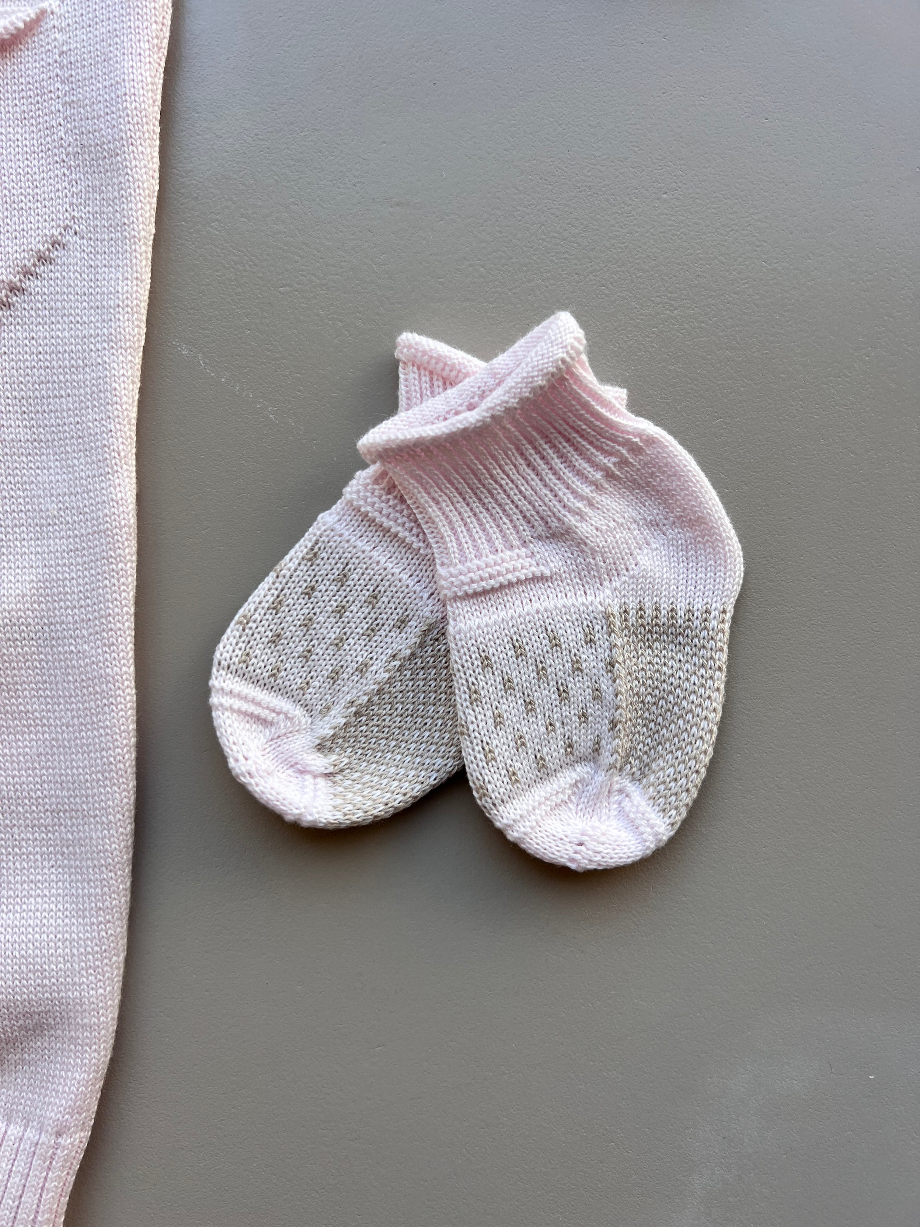 Pink Cotton Polo Overall With Socks