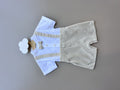 Beige & White Short Salopette