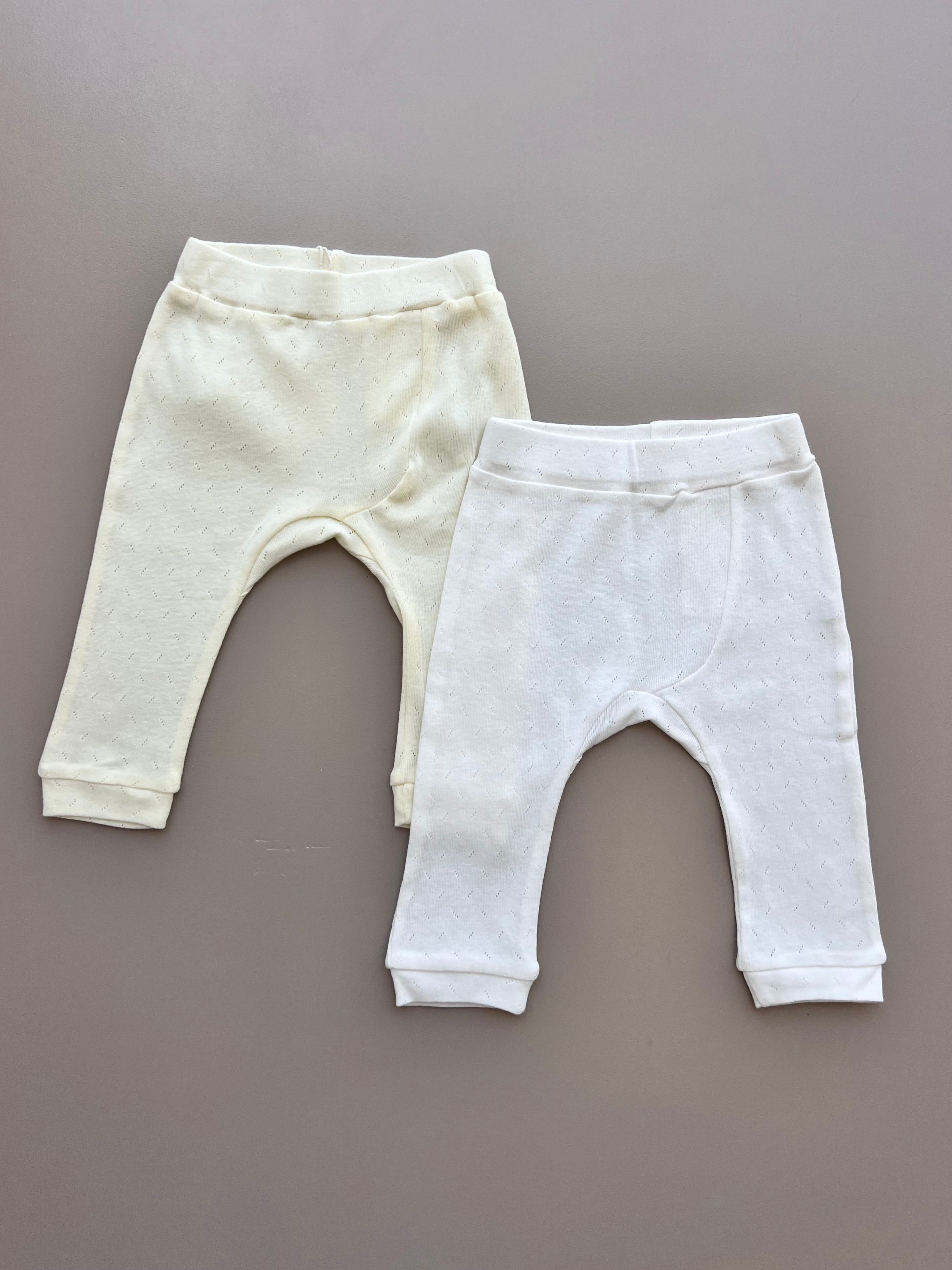Yellow & White Organic Cotton Pants 2 Pcs Pack