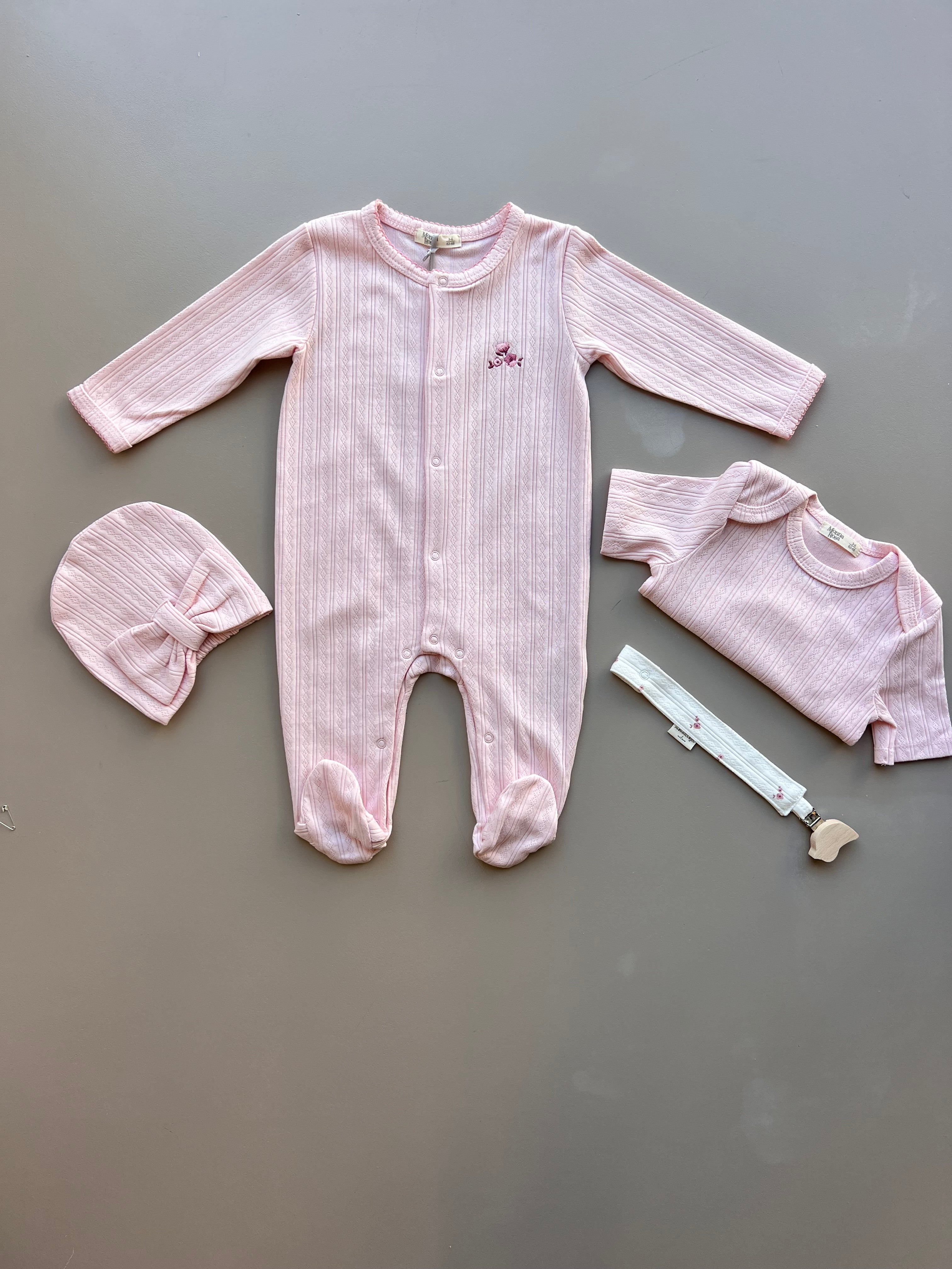 Organic Cotton Long Sleeves Overall 4 Pcs Set