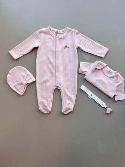 Organic Cotton Long Sleeves Overall 4 Pcs Set