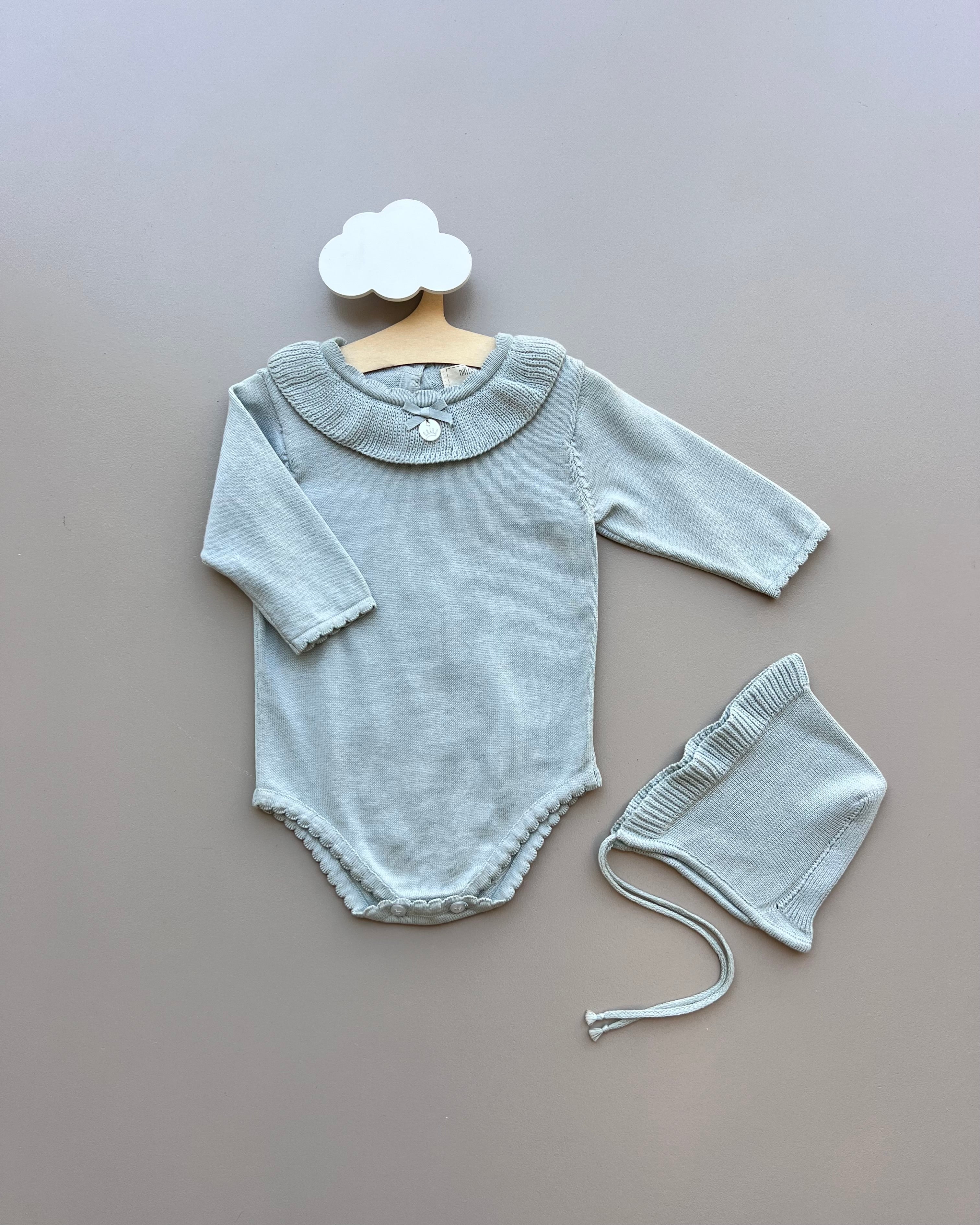 Khaki Thick Cotton Dentelle Collar Body with Hat 2Pcs Set