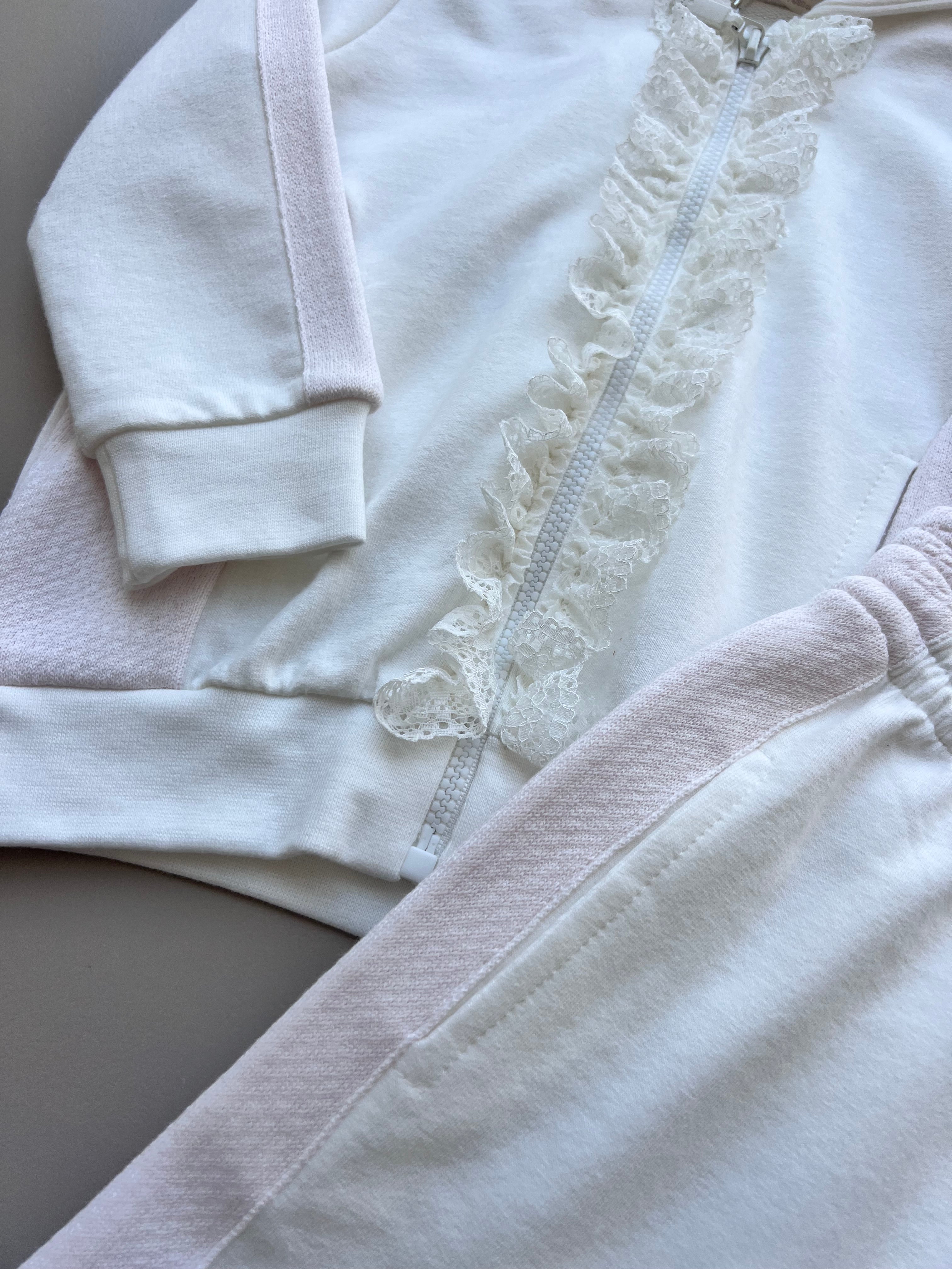 White And Pink With Ruffles 2-Pieces Set